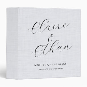White Linen Mother Of The Bride Script Memory Binder