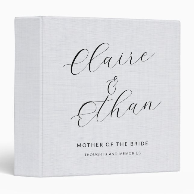 White Linen Mother Of The Bride Script Memory Binder (Front/Spine)