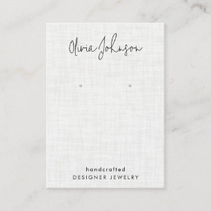 White Linen Pattern Jewelry Earring Display  Business Card