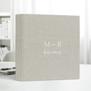 White Linen Personalized Wedding Vow Books Bride Binder