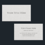 White Linen Simple Modern Classic Business Card<br><div class="desc">A white linen simple modern classic look background template for making custom products and gifts.</div>