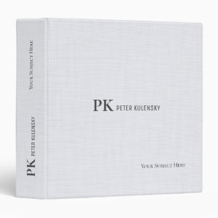 White Linen Textile Professional Elegant Monogram Binder