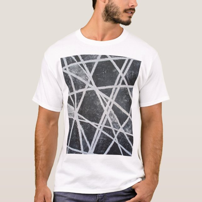 White Lines black and white abstract T-Shirt (Front)