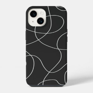 White Lines on Black iPhone 14 Case
