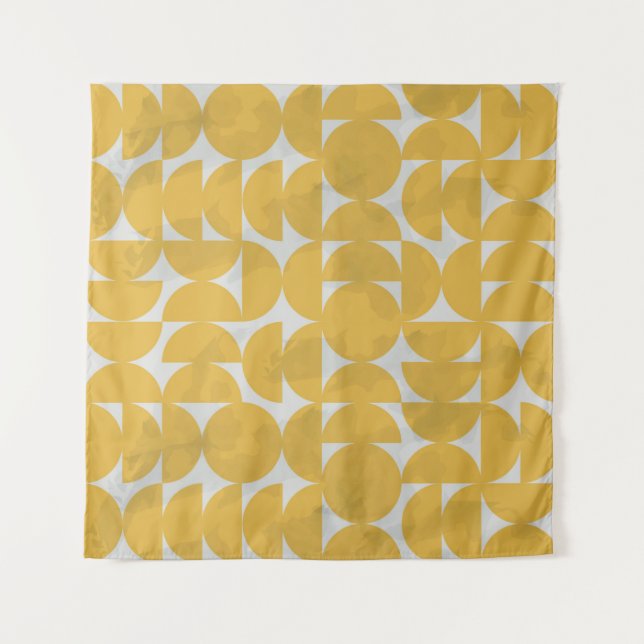 White Lines Pattern. Geometric Stripes Ink Drawing Tapestry (Front)