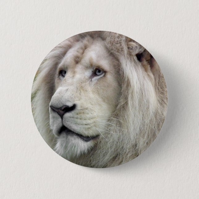 White lion 2 inch round button (Front)