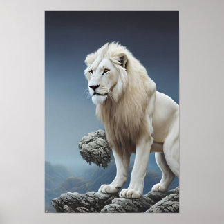 White lion art poster