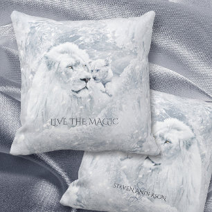 White Lion & Cub on Ice, f. Holidays & Best Dads - Throw Pillow