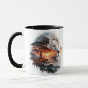 White Lion of the Savannah – Sunset Majesty  Mug