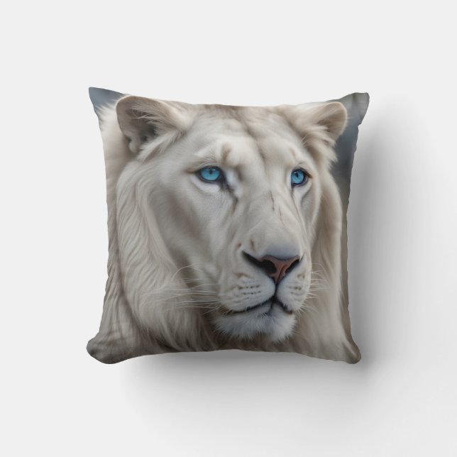 White Lion Throw Pillow (Front)