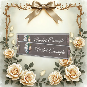 White Lion & Woman Desk Name Plate
