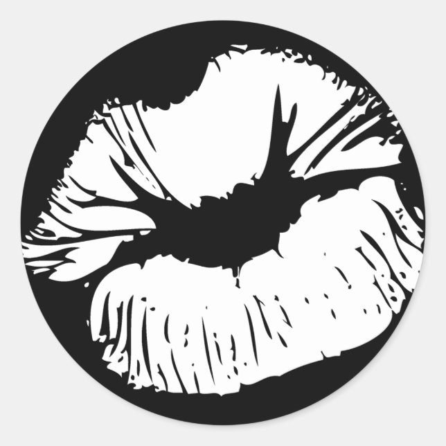 White Lips Classic Round Sticker (Front)