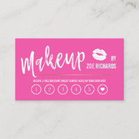 White Lips Hot Pink Makeup Artist Loyalty Card