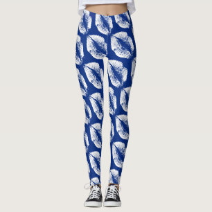 White Lips Modern Blue Leggings