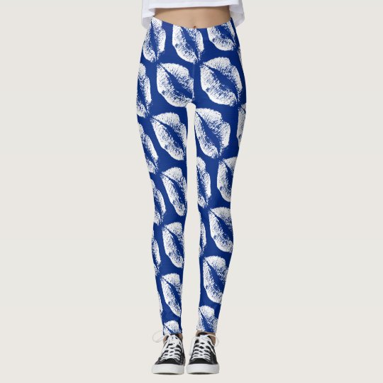 White Lips Modern Blue Leggings