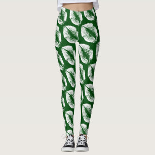 White Lips Modern Green Leggings