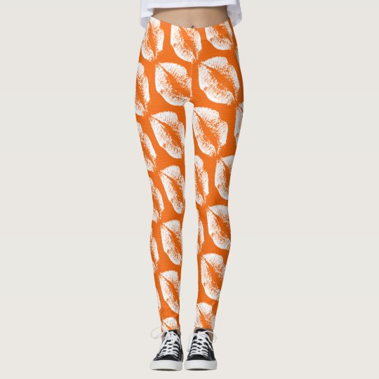 White Lips Modern Orange Leggings