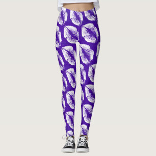 White Lips Modern Purple Leggings