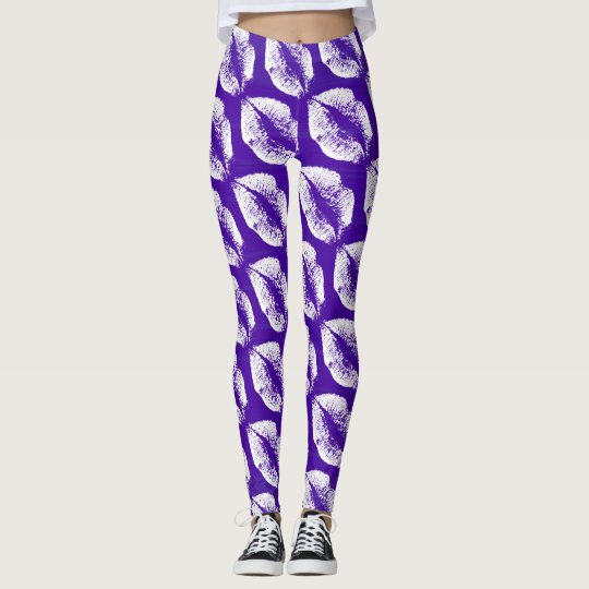 White Lips Modern Purple Leggings