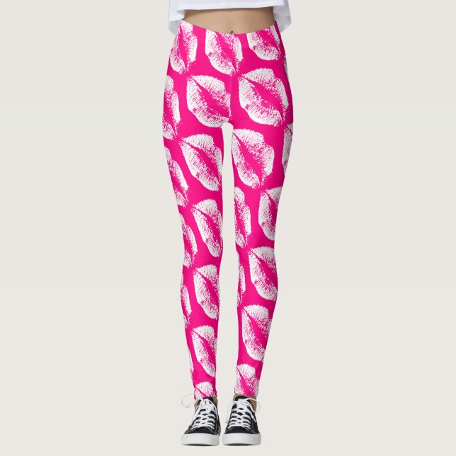 White Lips Modern Rose Leggings (Front)