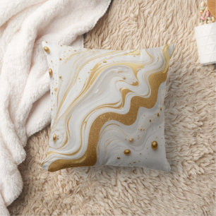 White liquid and with drops and golden glitter throw pillow