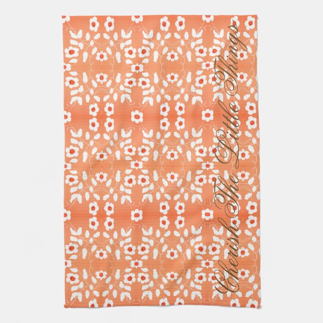 White Little Bloom Pattern Kitchen Towel (Vertical)