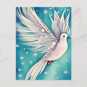 White little dove with ethereal wings  postcard