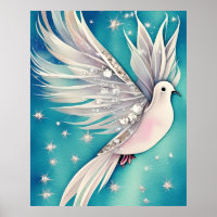 White little dove with ethereal wings