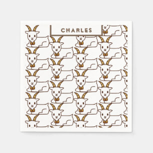 White Little Goat Personalized Napkin