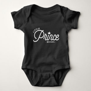 White Little Prince Modern Typography Personalized Baby Bodysuit