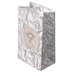 White Little Turkey Feathers Fall Girl Baby Shower Small Gift Bag