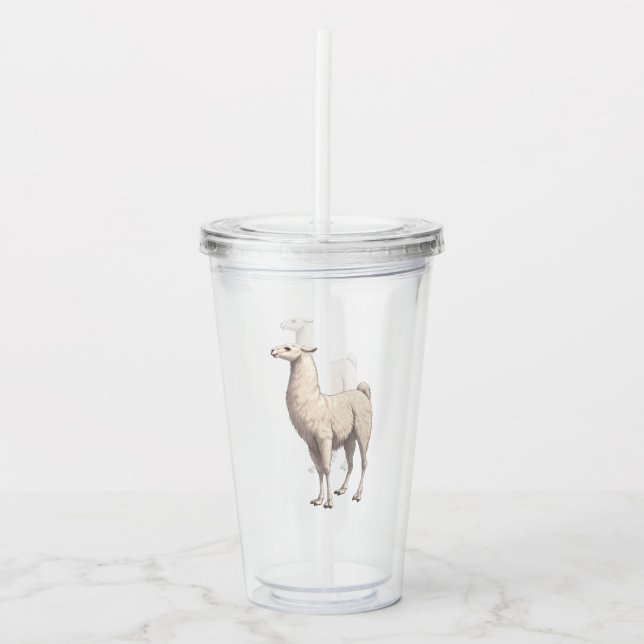 White Llama Acrylic Tumbler (Front)