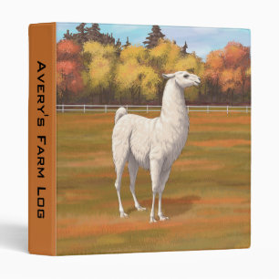 White Llama in Autumn Farm Pasture Binder