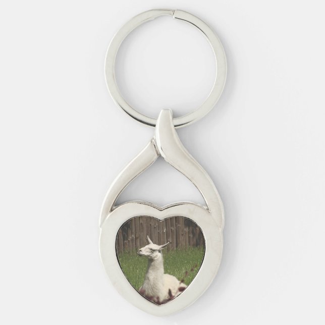 White Llama Keychain (Front)