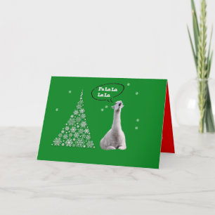 White Llama Sings Christmas Carol: Fa LaLaLama Holiday Card