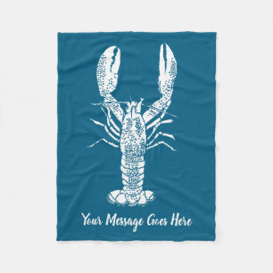 White Lobster Graphic Message Fleece Blanket