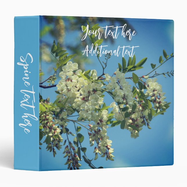 White Locust Flower Blossoms Personalized Binder (Front/Spine)