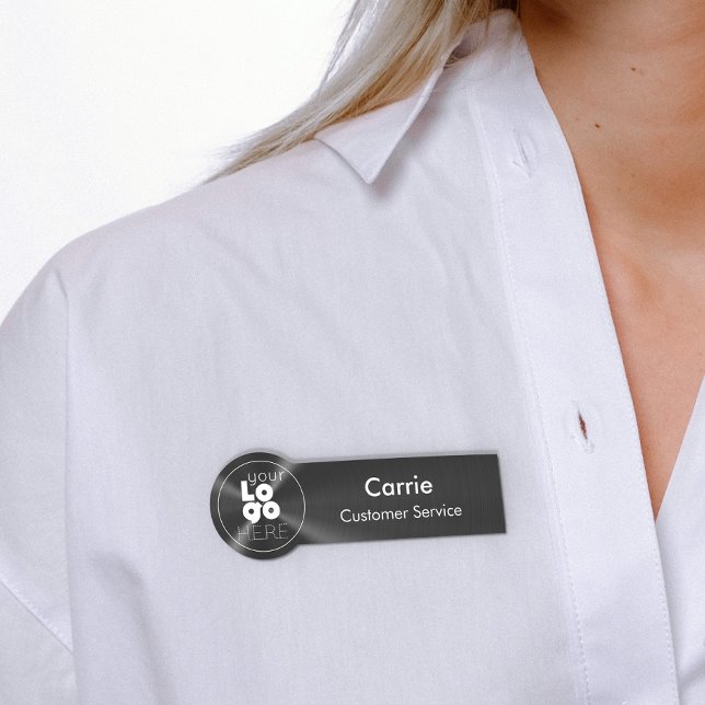 White Logo Brushed Radial Metallic Black Name Tag (Creator Uploaded)
