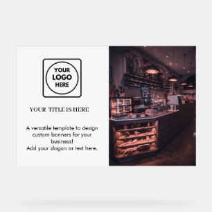 White Logo Minimalist Modern Photo Branding Acrylic Sign