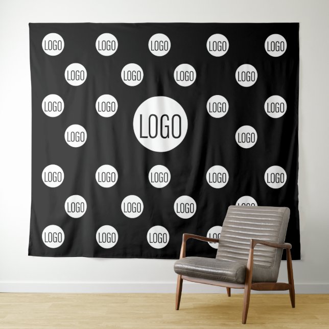 White Logo on black Company step and repeat  Tapestry (In Situ (Horizontal))