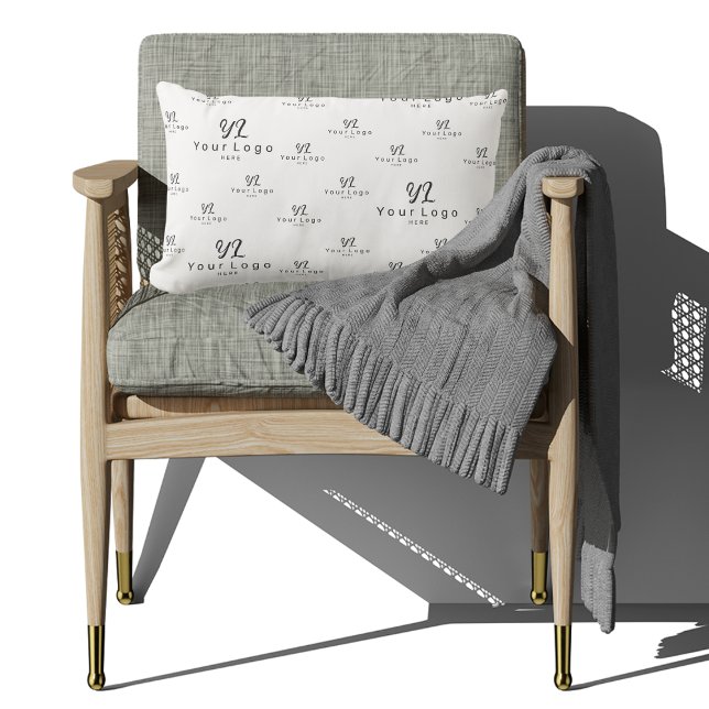 White Logo pattern Business Brand Simple Company L Lumbar Pillow (Creator Uploaded)