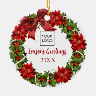 White Logo Wreath Company Holiday Ornament