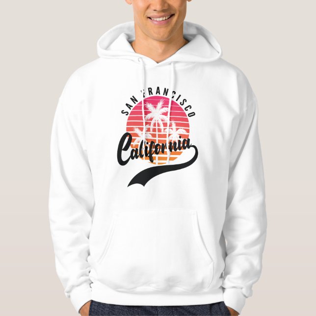 White Los Angeles Retro Sweat - shirt à capuche bl (Devant)