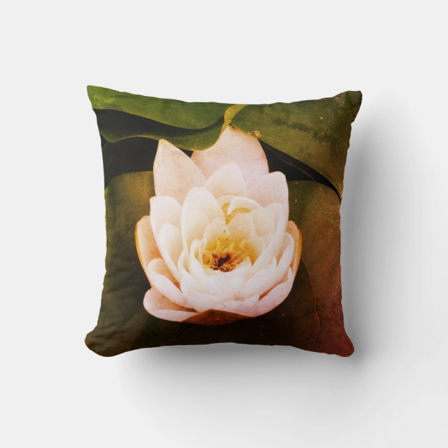 White Lotus Bloom  Throw Pillow (Front)