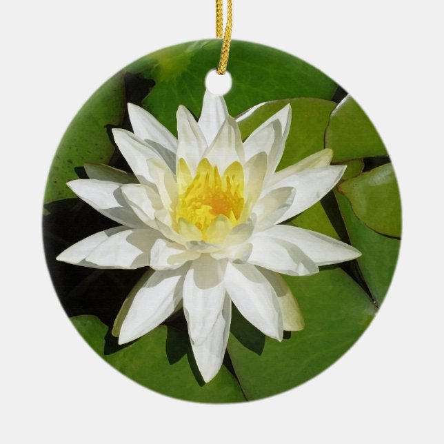 White Lotus Ceramic Ornament (Front)