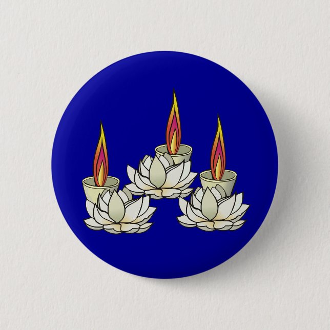 White Lotus & Deepas 2 Inch Round Button (Front)