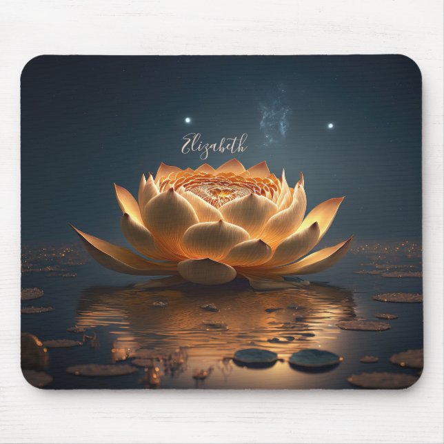 White Lotus Flower Dark, Zen Mouse Pad (Front)