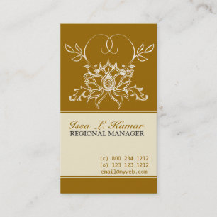 White Lotus Flower Digital Drawing Asian Motif Business Card