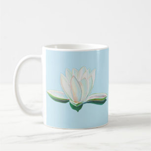 White Lotus Flower Illustration Coffee Mug