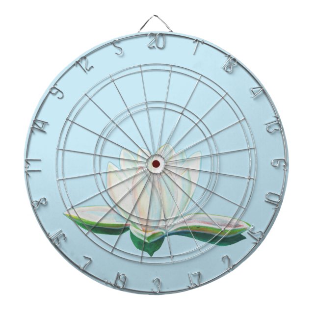 White Lotus Flower Illustration   Dartboard (Front)